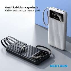 10.000 Mah Kablolu Dijital Göstergeli El Feneri Özellikli Powerbank - 4