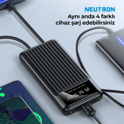 10.000 Mah Kablolu Dijital Göstergeli El Feneri Özellikli Powerbank - 7