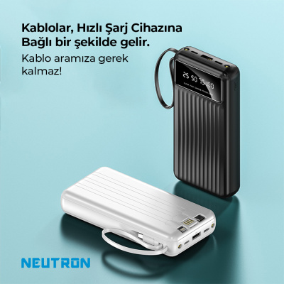 Powerbank 20000 mAh 2.1A Hızlı Dahili Çoklu Kablolu Taşınabilir Şarj Cihazı - 2